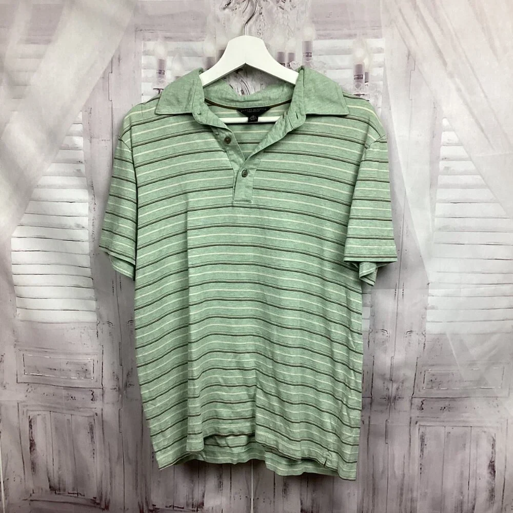 Banana Republic Green Striped Polo Shirt M